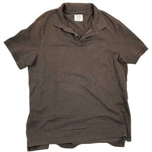 J. Crew Women's Brown Polo Shirt Large 100% Cotton Short Sleeve Casual Top